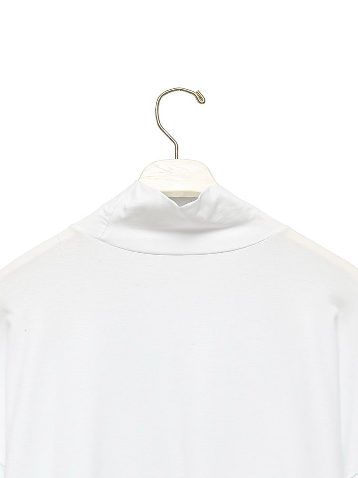 Paper Moon - Korean Women Fashion - #romanticstyle - Classic Loose Fit Tencel Half Neck Top - 12