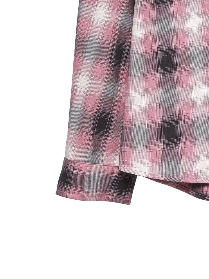 Paper Moon - Korean Women Fashion - #romanticstyle - Oversized Plaid Check Button Down Shirt - 9