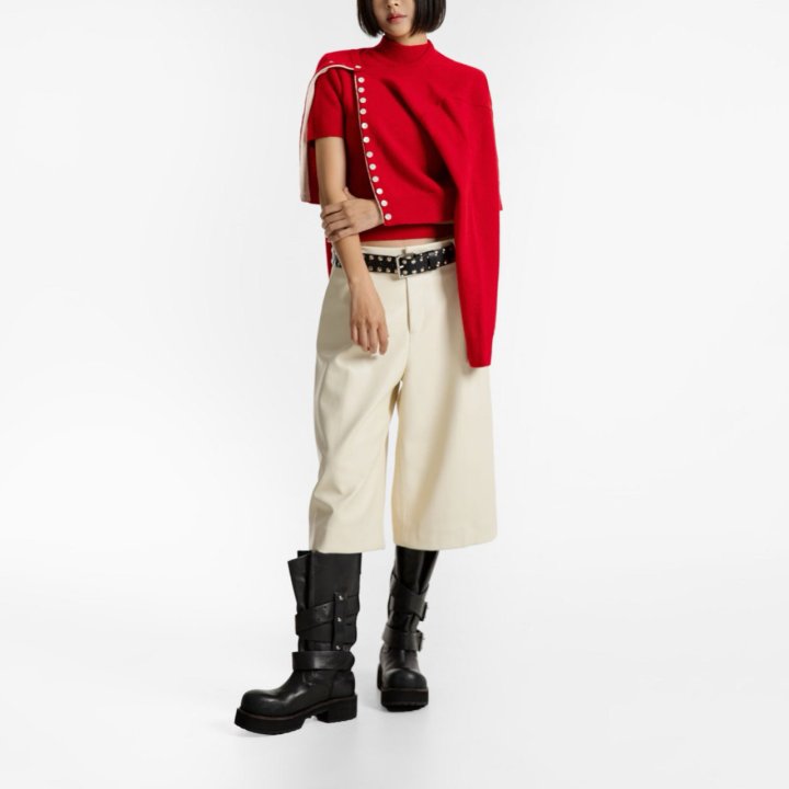 Paper Moon - Korean Women Fashion - #shopsmall - Color Bi - Stitched Button Detail Cashmere Wool Cropped Cardigan - 8