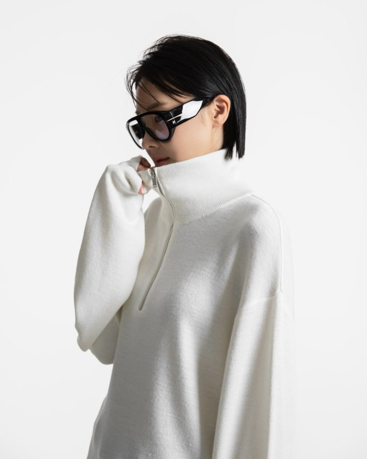 Paper Moon - Korean Women Fashion - #shopsmall - Classic Half-Zip Knit Sweater - 7