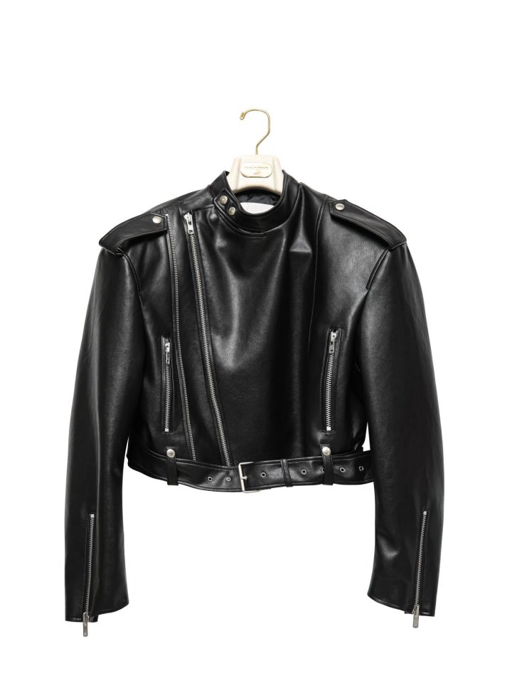 Paper Moon - Korean Women Fashion - #romanticstyle - Double Zipped Detail Vegan Buckle Belted Biker Jacket - 4