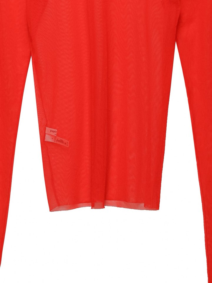 Paper Moon - Korean Women Fashion - #shopsmall - Mesh Sheer Turtleneck Long Sleeves Tee - 12