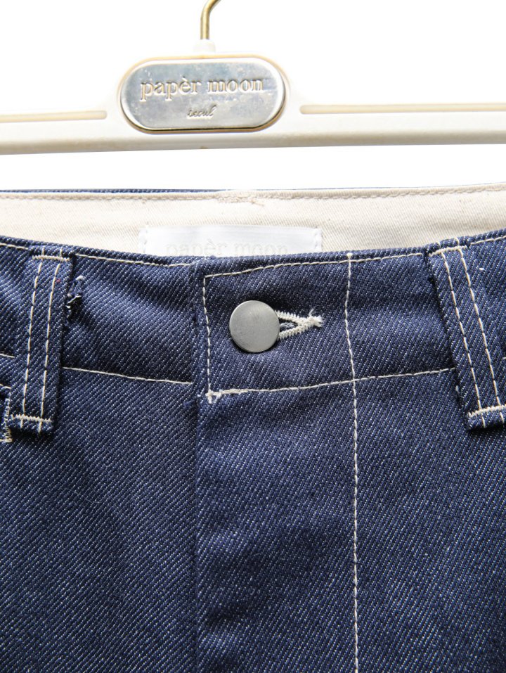 Paper Moon - Korean Women Fashion - #thatsdarling - Stitched Detail Wide Baggy Denim Pants - 8