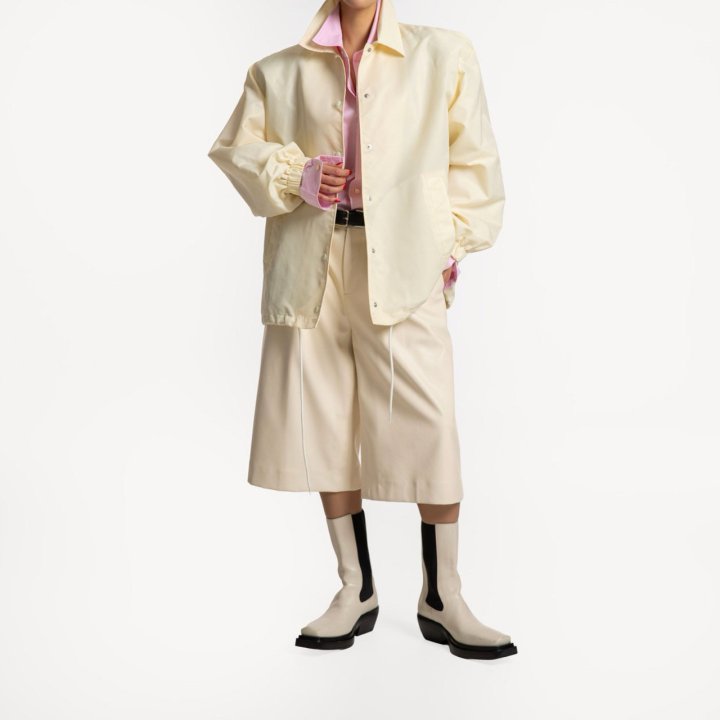 Paper Moon - Korean Women Fashion - #thatsdarling - Oversized Padded Shoulder Snap Button Jacket