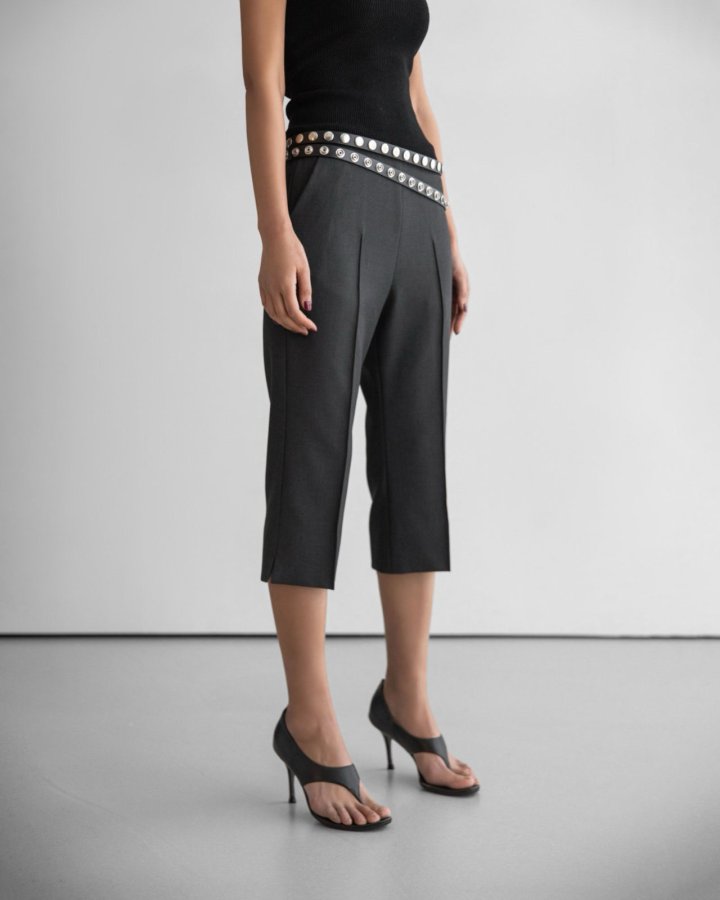 Paper Moon - Korean Women Fashion - #thatsdarling - Crease Line Slit Midi Pants - 8