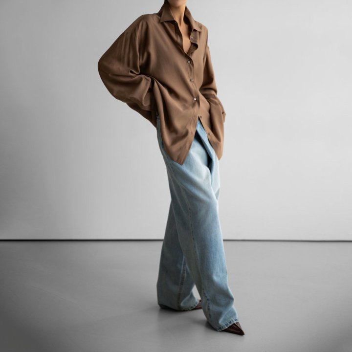 Paper Moon - Korean Women Fashion - #shopsmall - Sheer Silky Classic Button Down Shirt - 4