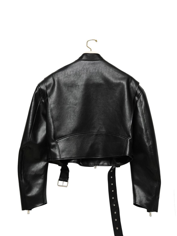 Paper Moon - Korean Women Fashion - #thatsdarling - Double Zipped Detail Vegan Buckle Belted Biker Jacket - 5