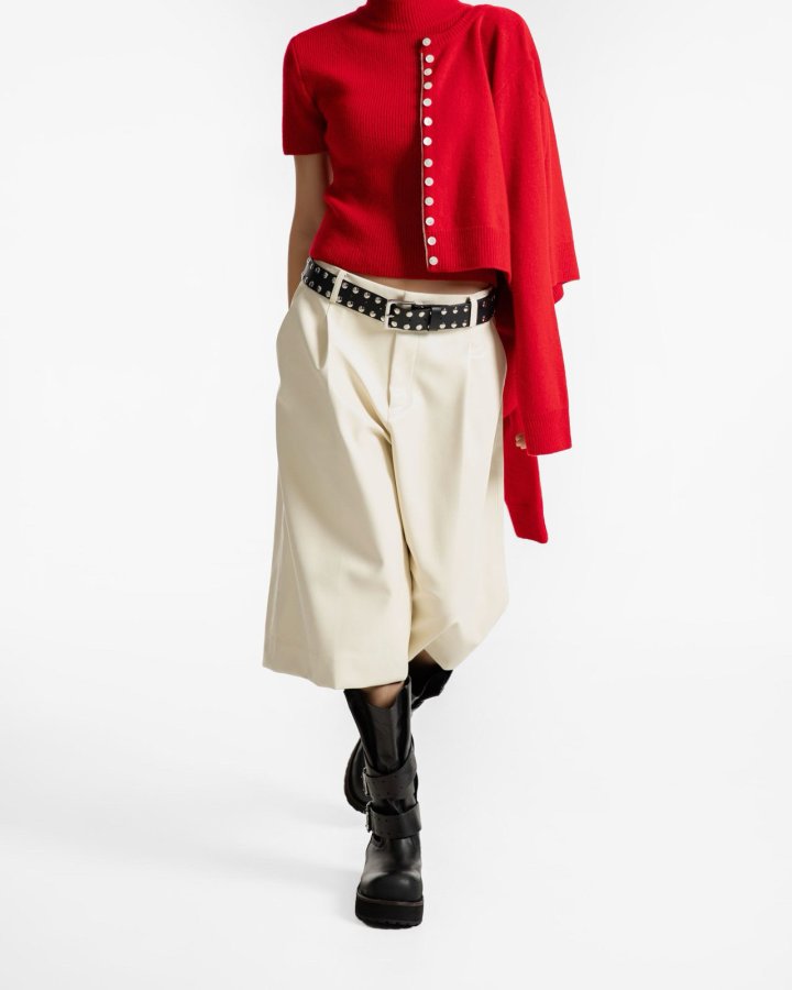 Paper Moon - Korean Women Fashion - #thelittlethings - Color Bi - Stitched Button Detail Cashmere Wool Cropped Cardigan - 10