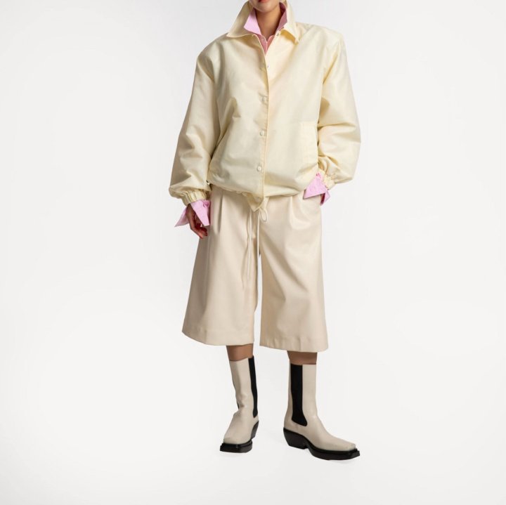 Paper Moon - Korean Women Fashion - #thelittlethings - Oversized Padded Shoulder Snap Button Jacket - 2
