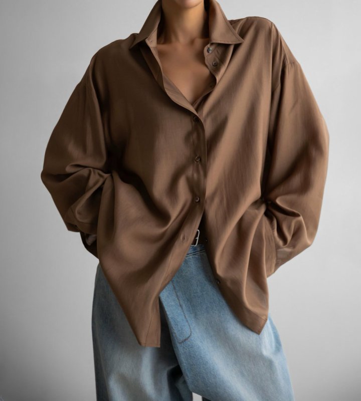 Paper Moon - Korean Women Fashion - #thelittlethings - Sheer Silky Classic Button Down Shirt - 5