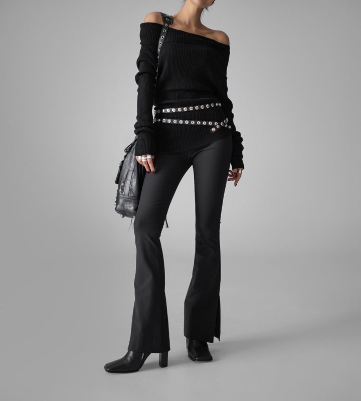 Paper Moon - Korean Women Fashion - #vintageinspired - Side Slit Maxi Flared Pants - 5