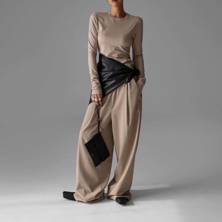 Paper Moon - Korean Women Fashion - #vintageinspired - Classic Slim Fit Tencel Crew Neck Top