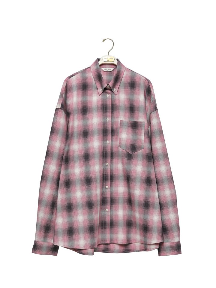 Paper Moon - Korean Women Fashion - #vintageinspired - Oversized Plaid Check Button Down Shirt - 5