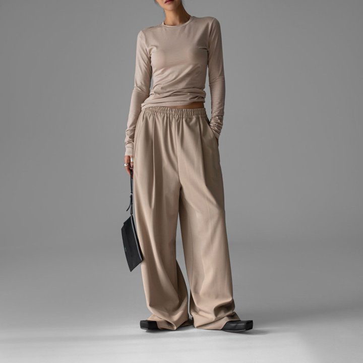 Paper Moon - Korean Women Fashion - #vintagekidsstyle - Banded String Wide Maxi Length Trousers
