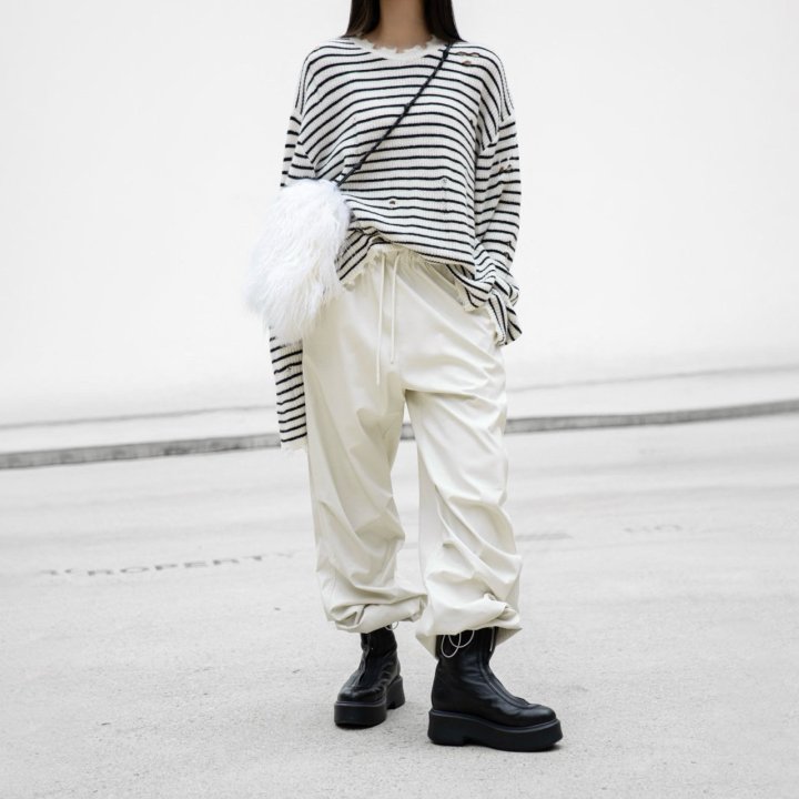 Paper Moon - Korean Women Fashion - #womensfashion - Glossy Wide Parachute Pants - 3