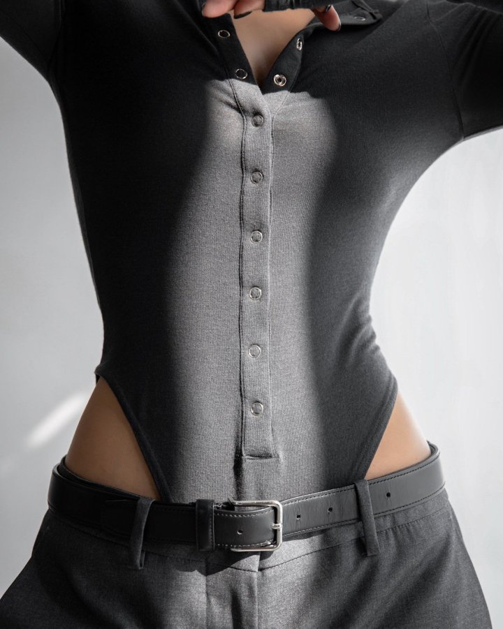 Paper Moon - Korean Women Fashion - #momslook - Ring Snap Button Detail Bodysuit - 4