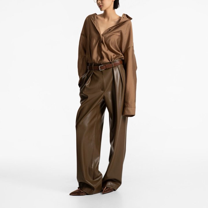 Paper Moon - Korean Women Fashion - #womensfashion - Low Waisted Double Pleats Wide Trousers - 3
