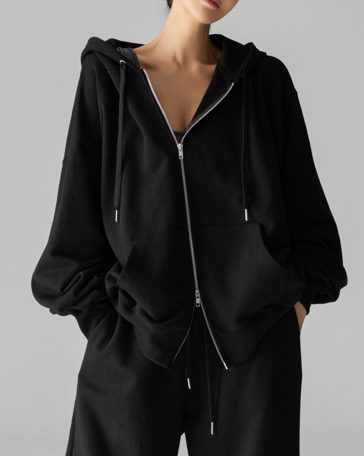 Paper Moon - Korean Women Fashion - #womensfashion - Classic Oversized Two Way Zipped Up Hoodie