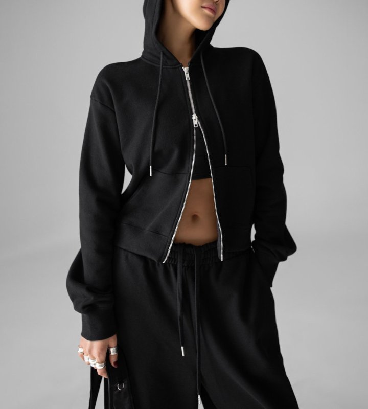 Paper Moon - Korean Women Fashion - #womensfashion - Classic Slim Fit Two Way Zipped Up Hoodie - 3