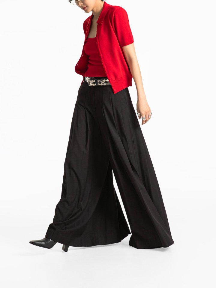 Paper Moon - Korean Women Fashion - #womensfashion - Pleated Detail Wool Wide Trousers - 2