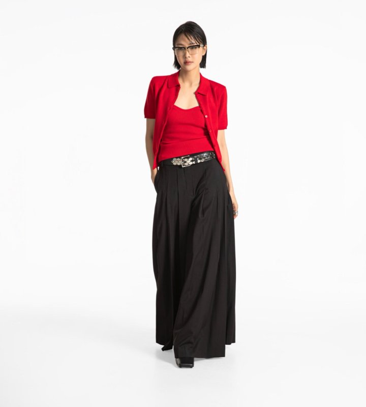 Paper Moon - Korean Women Fashion - #momslook - Pleated Detail Wool Wide Trousers - 4
