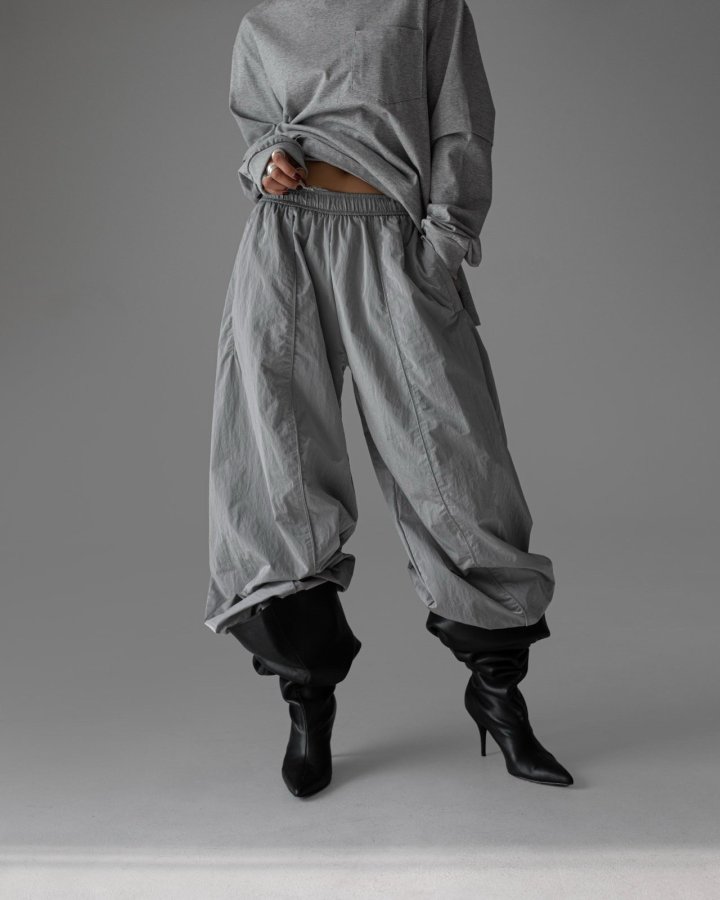 Paper Moon - Korean Women Fashion - #womensfashion - Nylon Drawstring Wide Twist Pattern Trousers