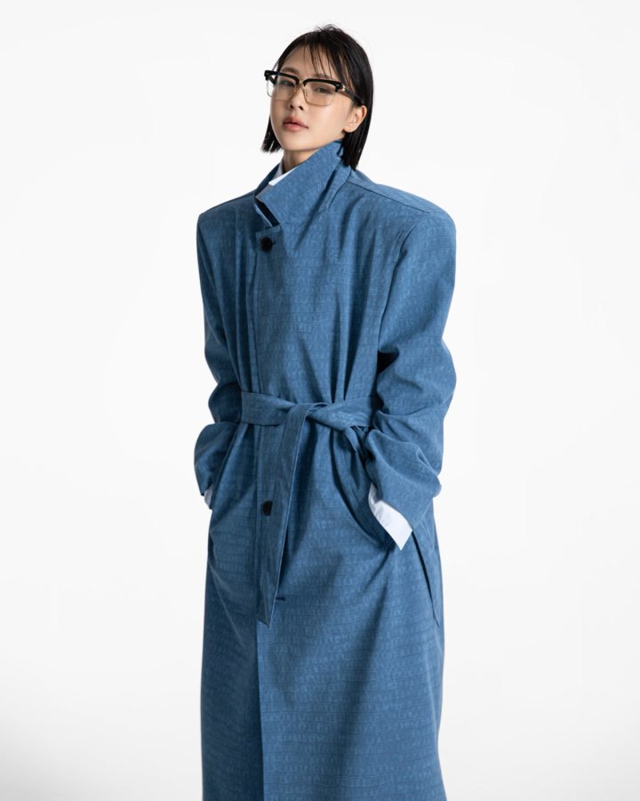 Paper Moon - Korean Women Fashion - #womensfashion - Crocodile Pattern Belted Oversized Coat - 7