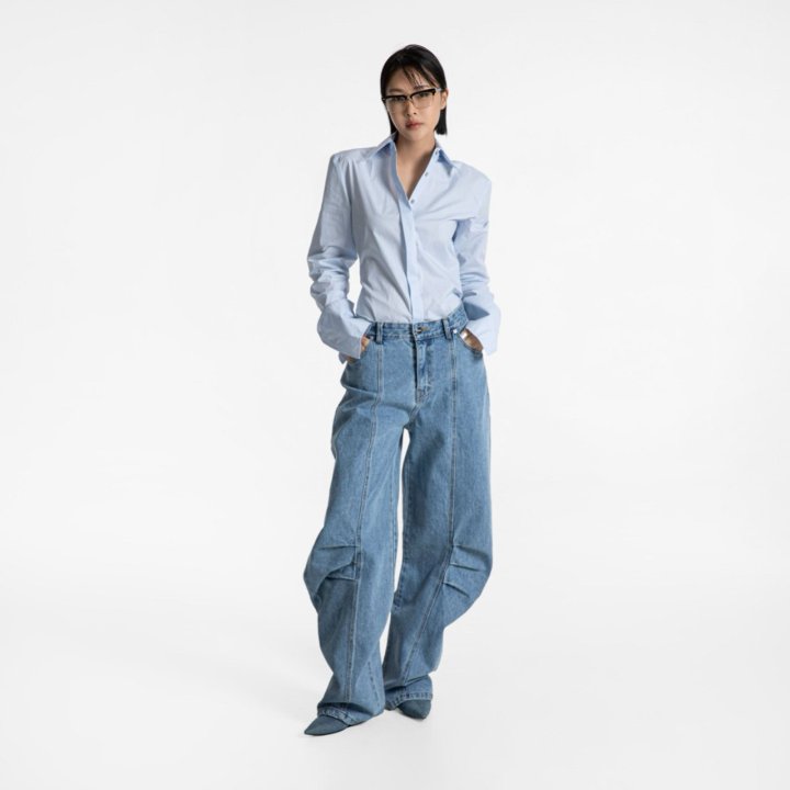 Paper Moon - Korean Women Fashion - #womensfashion - Volume Pintuck Denim Pants - 2