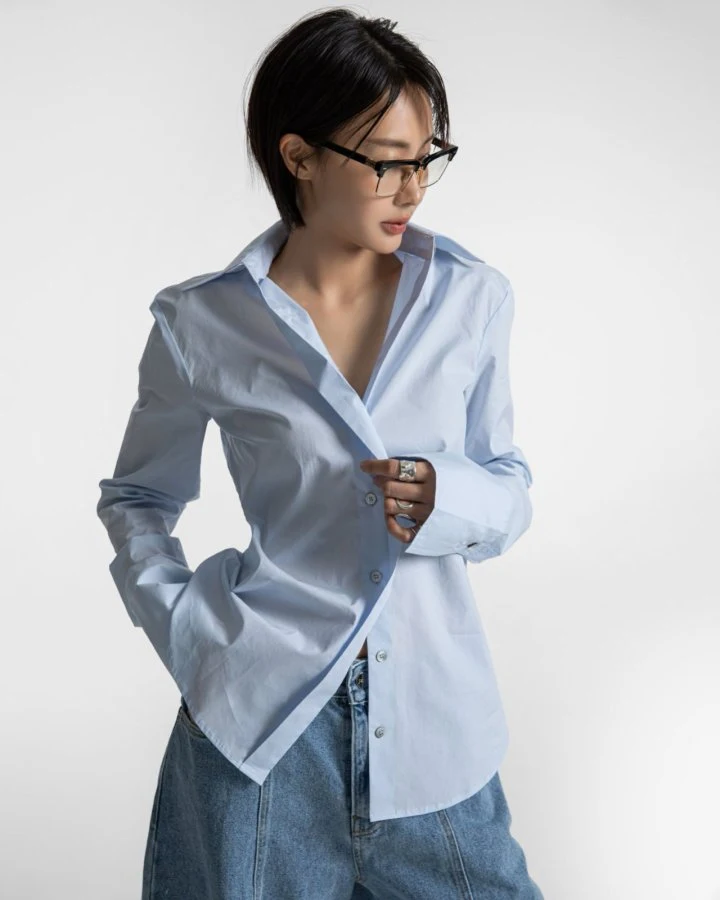 Paper Moon - Korean Women Fashion - #womensfashion - Slim Fit Long Cuff Shirt