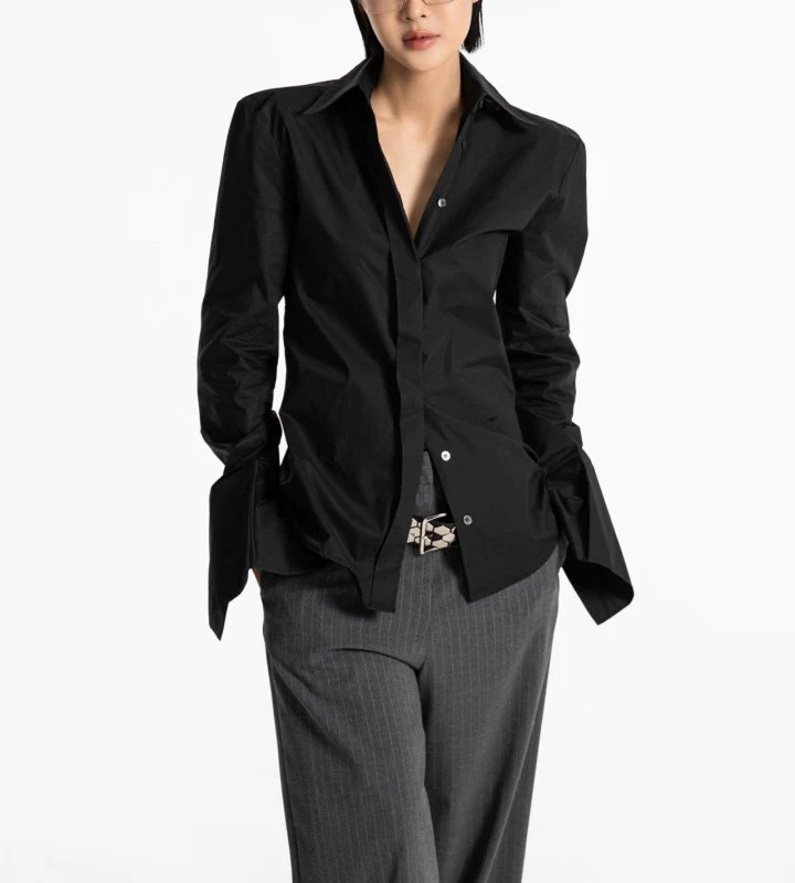 Paper Moon - Korean Women Fashion - #womensfashion - Slim Fit Long Cuff Shirt - 9