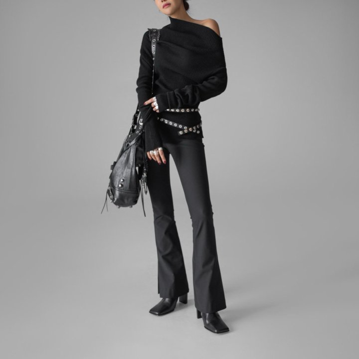 Paper Moon - Korean Women Fashion - #womensfashion - Asymmetric Line Ribbed Knit Top - 3