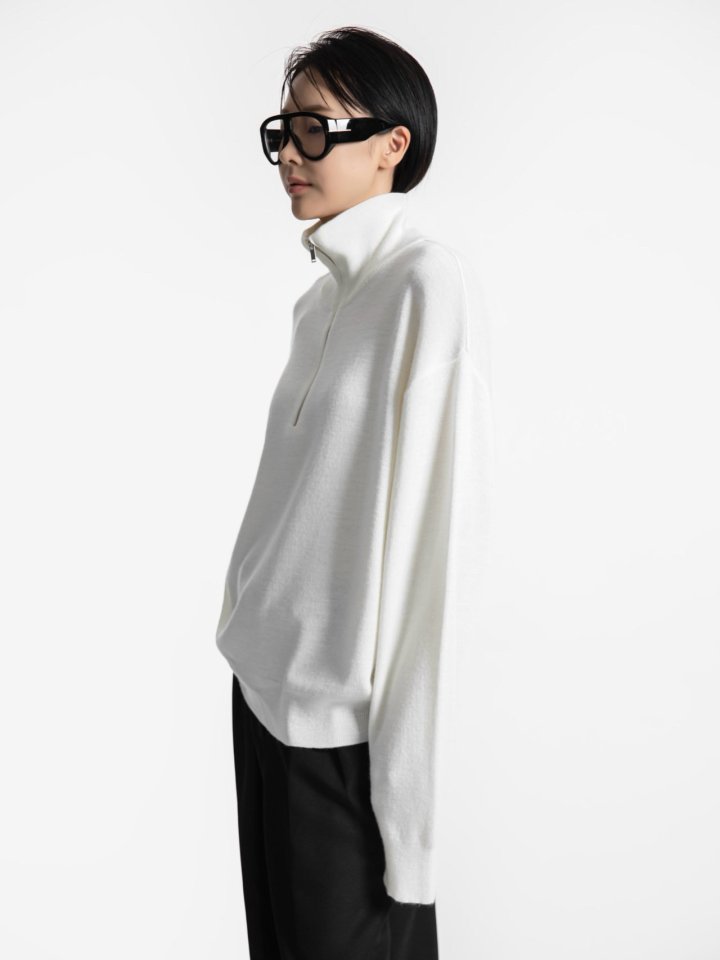 Paper Moon - Korean Women Fashion - #womensfashion - Classic Half-Zip Knit Sweater