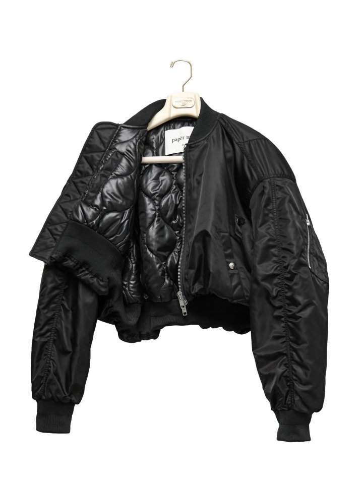 Paper Moon - Korean Women Fashion - #womensfashion - Heavy Twill Nylon Cropped Balloon MA-1 Flight Jacket - 12