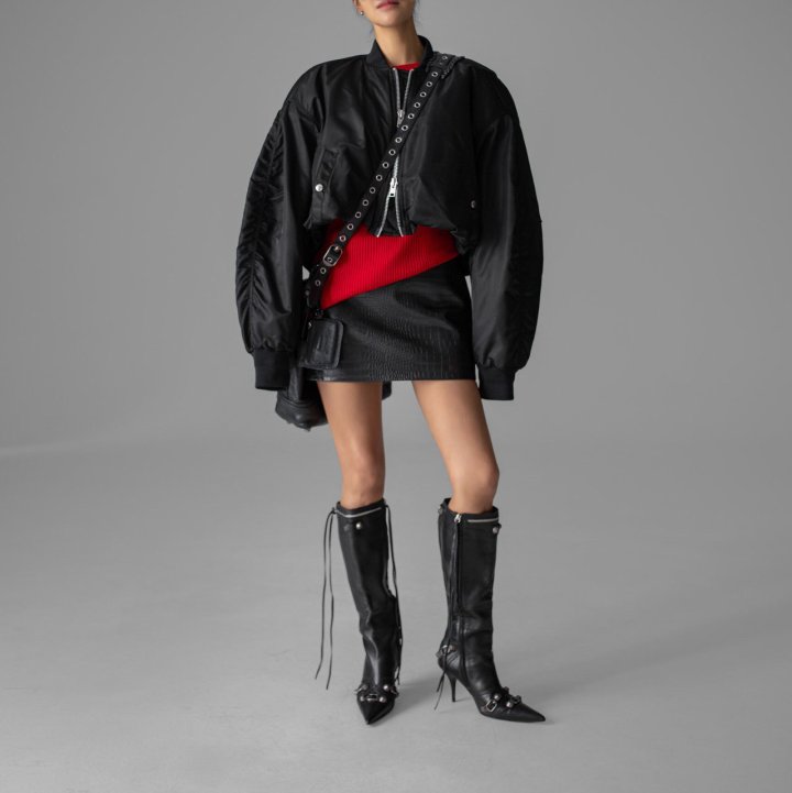 Paper Moon - Korean Women Fashion - #momslook - Heavy Twill Nylon Cropped Balloon MA-1 Flight Jacket - 4