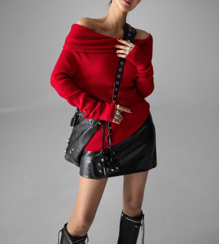 Paper Moon - Korean Women Fashion - #momslook - Asymmetric Line Ribbed Knit Top - 4