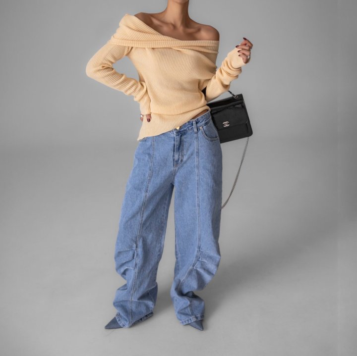 Paper Moon - Korean Women Fashion - #womensfashion - Volume Pintuck Denim Pants - 5