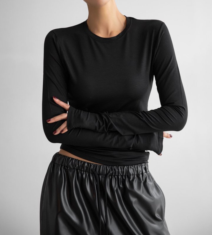 Paper Moon - Korean Women Fashion - #womensfashion - Classic Slim Fit Tencel Crew Neck Top