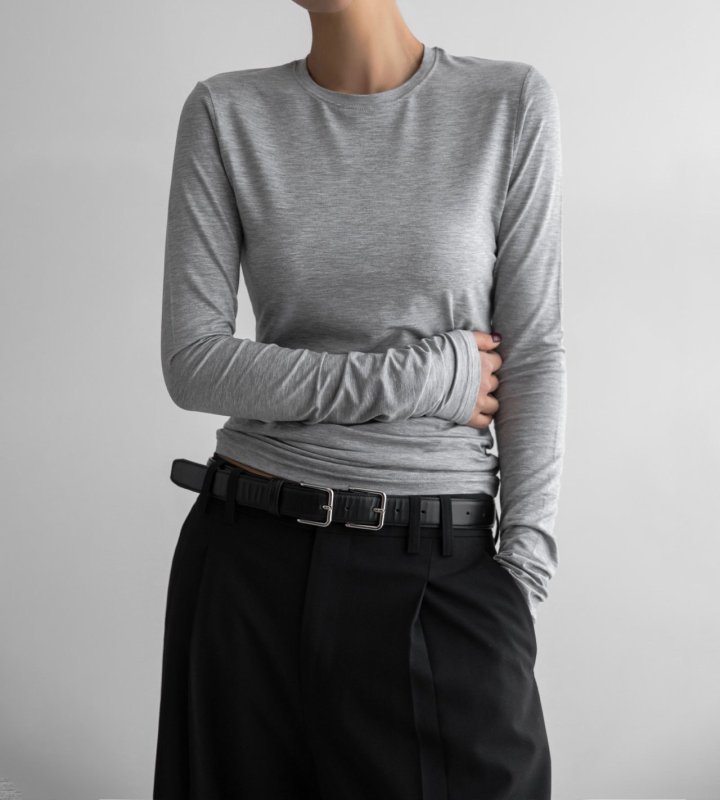 Paper Moon - Korean Women Fashion - #womensfashion - Classic Slim Fit Tencel Crew Neck Top - 5