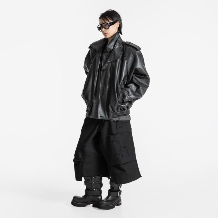 Paper Moon - Korean Women Fashion - #womensfashion - Oversized Vegan Button Up Bomber Jacket - 2