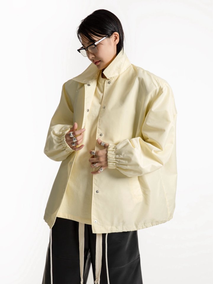 Paper Moon - Korean Women Fashion - #womensfashion - Oversized Padded Shoulder Snap Button Jacket