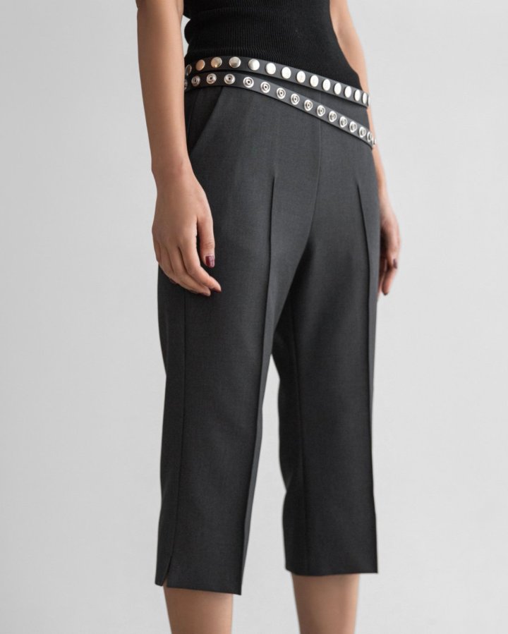 Paper Moon - Korean Women Fashion - #womensfashion - Crease Line Slit Midi Pants