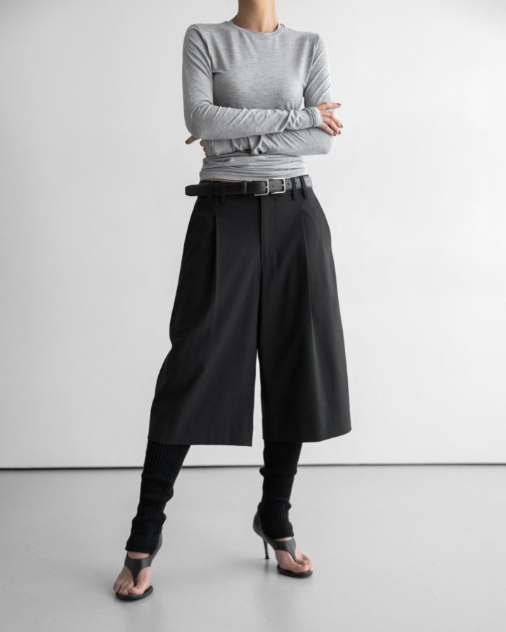 Paper Moon - Korean Women Fashion - #womensfashion - Classic Wide Fit Bermuda Trousers - 6