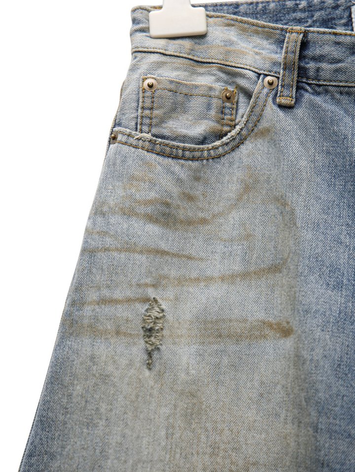 Paper Moon - Korean Women Fashion - #womensfashion - Dusty Mud Washed Wide Denim Trousers - 12