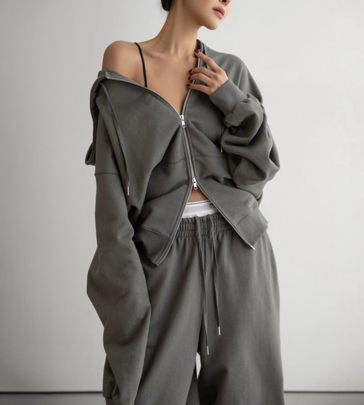Paper Moon - Korean Women Fashion - #womensfashion - Classic Oversized Two Way Zipped Up Hoodie - 9