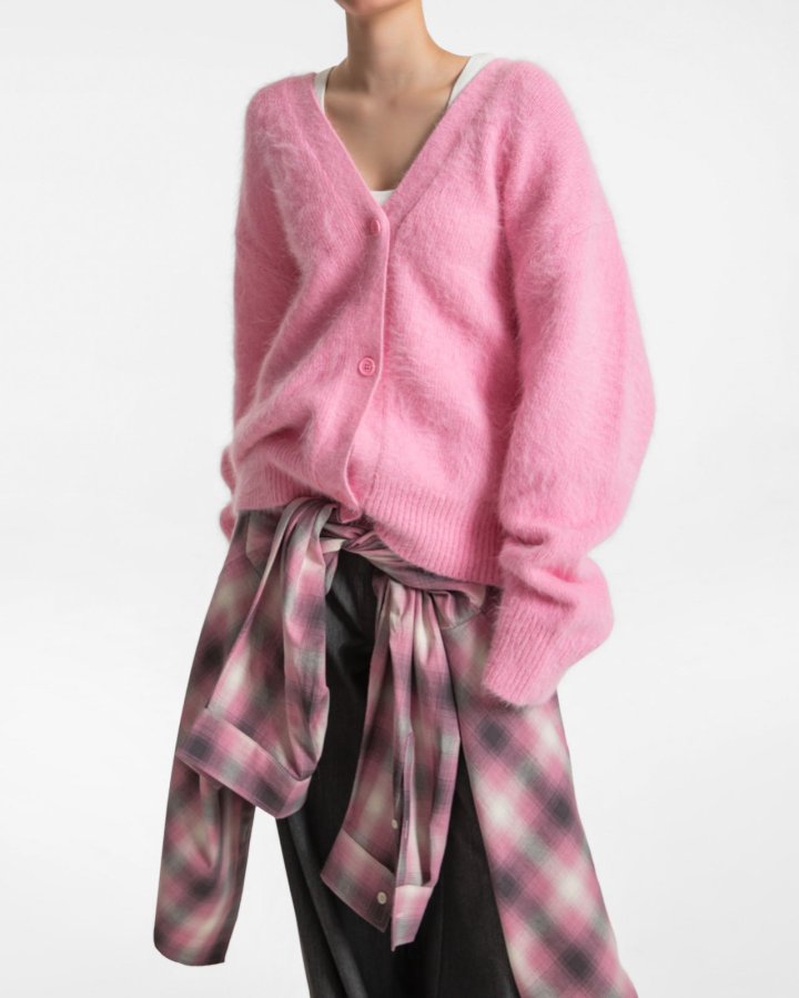 Paper Moon - Korean Women Fashion - #momslook - Oversized Plaid Check Button Down Shirt - 4