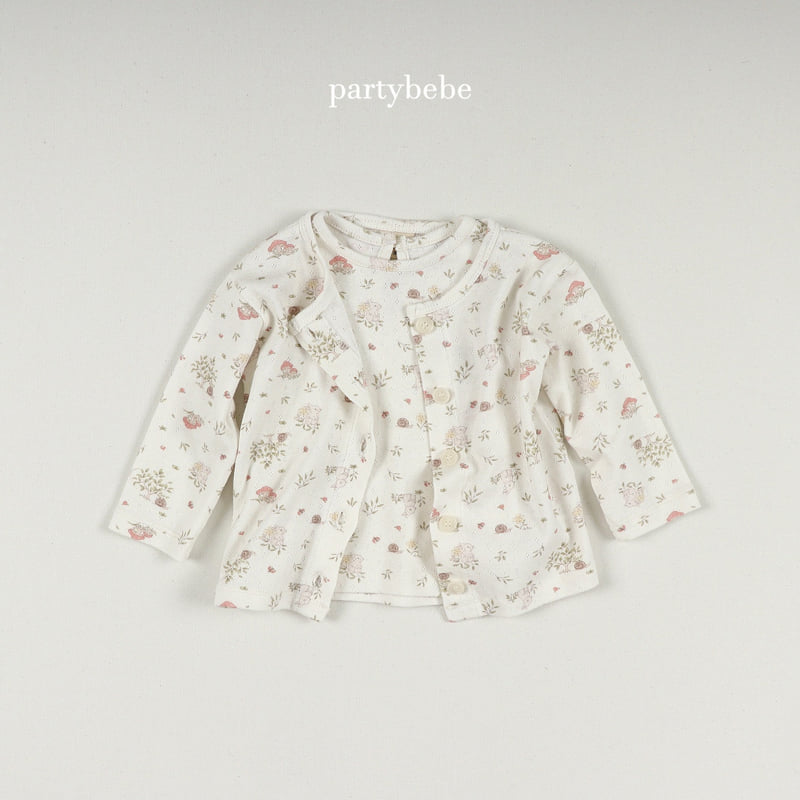 Party Kids - Korean Baby Fashion - #babyclothing - Snail Cardigan Set (with Sleeveless) - 6