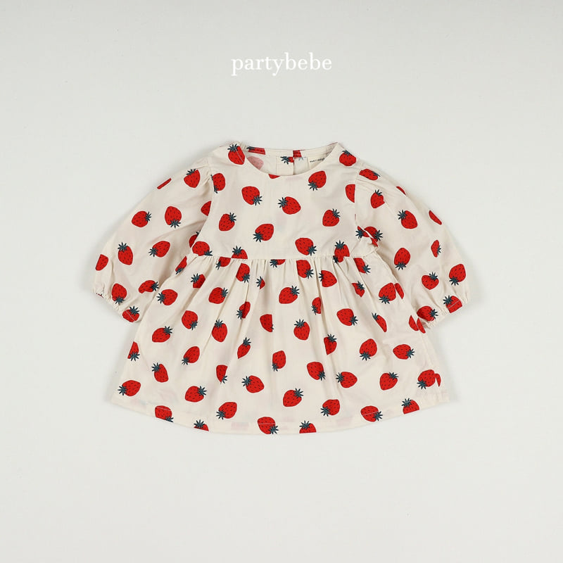 Party Kids - Korean Baby Fashion - #babyfashion - Strawberry Milk One-piece - 2