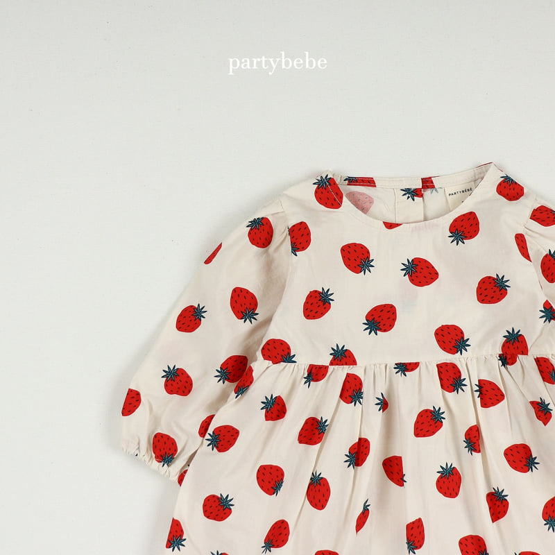Party Kids - Korean Baby Fashion - #babyfever - Strawberry Milk One-piece - 3