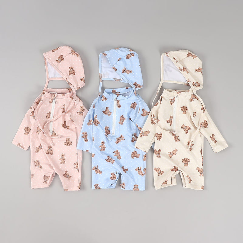 Party Kids - Korean Baby Fashion - #babygirlfashion - Bear Rashguard Set (with Hat)