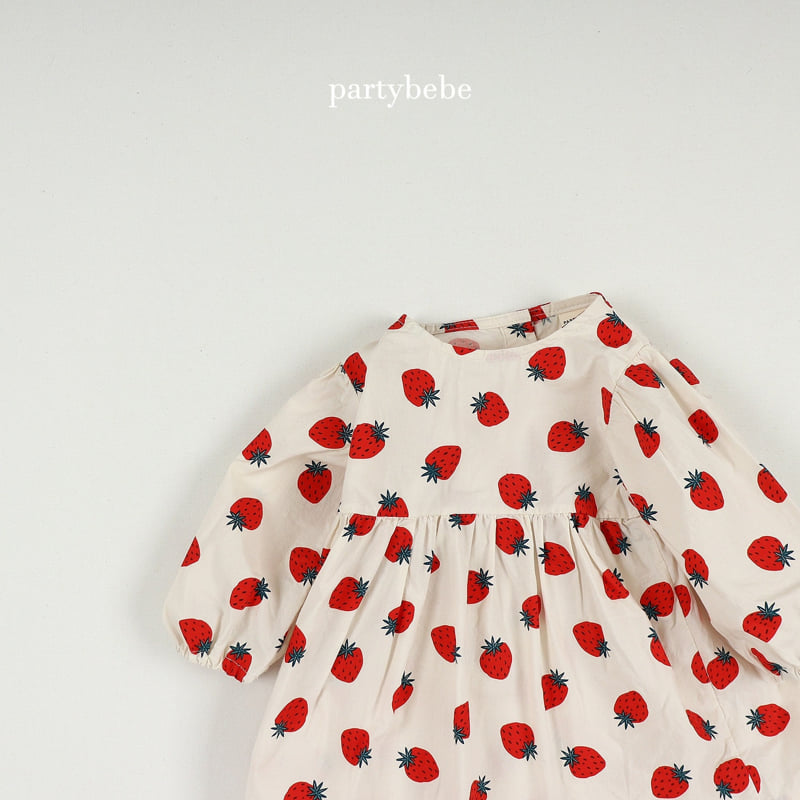 Party Kids - Korean Baby Fashion - #babyfever - Strawberry Milk One-piece - 4